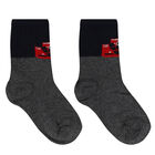 Boys Red, Navy Blue & Grey Socks (3 Pack), 1, hi-res